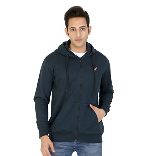 Image of D-GREEN Sweatshirt for Men Stylish Hoodie with Zipper and Full Sleeves Winter Wear