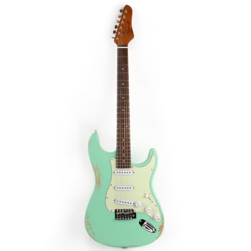 Fojill FR-10 Light Relic Vintage Aged Full Size Electric Guitar Solid Mahogany Body Roasted Canadian Maple Neck Genuine Rosewood Fretboard Bone Nut cover