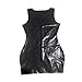 GREEFEI Women Latex Dress Club Party Short Skirt,Solid Black Latex Rubber Bodycon Mini Dress Handmade Clothing L