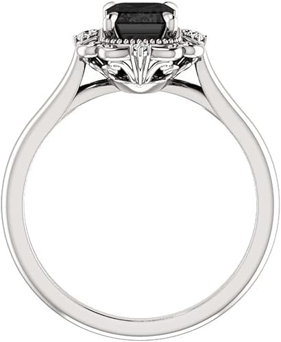 1CT-6CT Vintage Inspired Emerald Black Onyx Engagement Ring 10K White Gold, Victorian Emerald Black Diamond Antique, Filigree Ring, Diamond Wedding Ring2