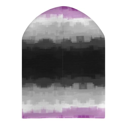 Asexual Pride Flag LGBTQ Kids Beanie Hat for for Girls Boys Children Cap Winter Knitted Chemo Cancer Headwear Accessories Gifts Decoration Black3