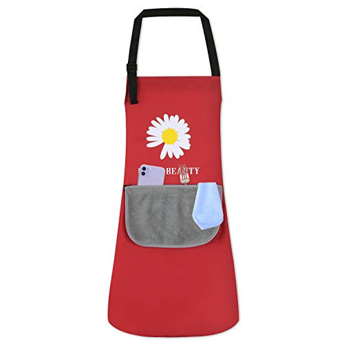 ZONEKEY Delantal Cocina Impermeable Delantal PVC Profesional Masterchef Con la Función de Limpiar las Manos Para Mujer y Hombre