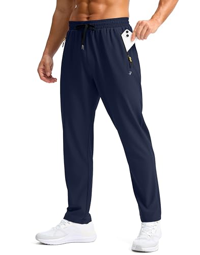 Image of Pudolla Men's Lightweight Hiking Pants Quick Dry Outdoor Sweatpants with Zipper Pockets for Athletic Workout Casual Travel