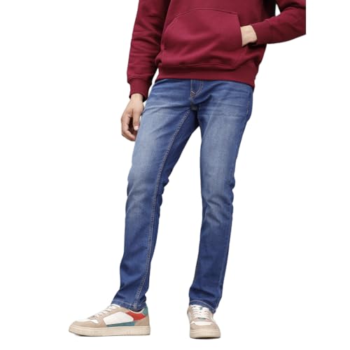 Image of WROGN Men's Cotton Stretch Jeans | Solid | Slim Fit