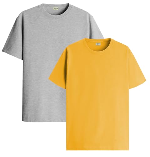 Image of ADRO Men's Cotton Regular Fit Combo Plain Solid T-Shirt Pack of 2