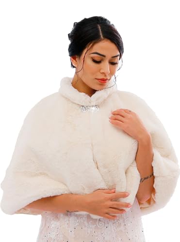 Women's Weddings Faux Fur Shawl Bride Fur Stole Cape Evening Dresses Faux Wrap for Bridal