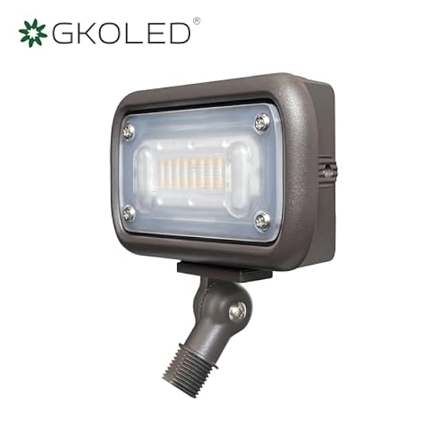 GKOLED 7W Outdoor LED Low Voltage Landscape Lighting Flood Light, 2700K, 550Lumen, 9-15V AC/DC, 1/2 Adjustable Knuckle Mount