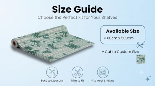 Image of Dribble (60cm X 500cm) Eva Shelf Liner Mat Roll, Non Slip Drawer & Cabinet Liner for Kitchen, Waterproof Oilproof Washable Fridge Mat, Anti Skid Multipurpose Mat (Palm Paradise Dark Green)