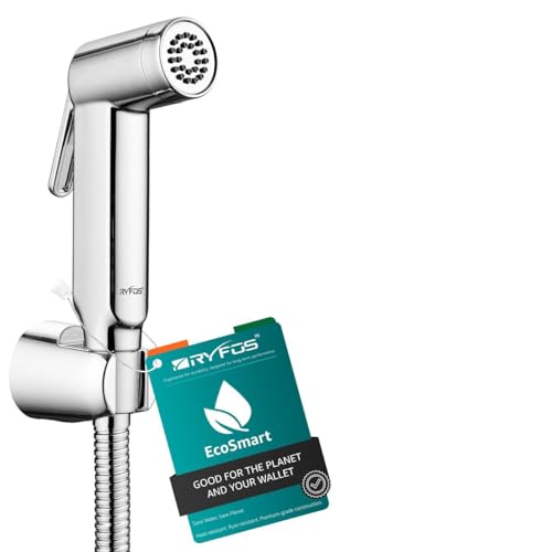 Image of India's 1st Lifetime Support Brand, R1005HF, ABS, Health Faucet | Jet Spray Gun for Toilet with SS-304 Grade 1-1.25 Mtr Grade Flexible Hose Pipe & Wall Hook | Chrome Finish