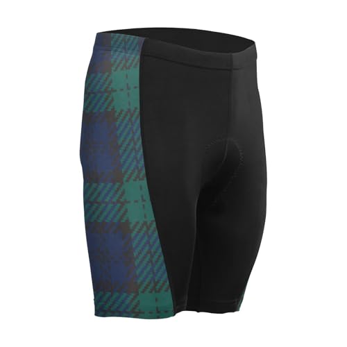 Men's Cycling Shorts, Padded Cyclings Pants, Cyclings Clothing with Leggings Worn in A Loop Navy Black Green Twill Weave Buffalo Plaid Tartan Check Scotland