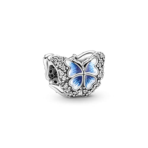 Pendientes de aro Pandora de plata de ley con mariposa de mujer 2