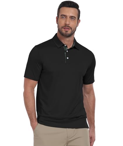 Image of ZITY Golf Shirts for Men Short Sleeve Moisture Wicking Solid Performance Designed Print Collared Casual Polo Shirt