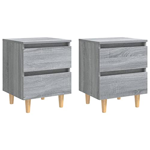 vidaXL 2X Madera Mesitas de Noche Patas Aparador Auxiliar Armario Cama Dormitorio Habitación Organizador Almacenaje Gris Sonoma 40x35x50 cm