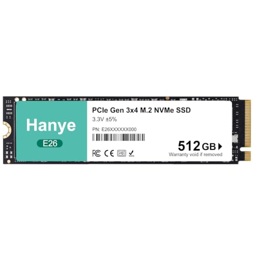 Amazon | Hanye 内蔵型 SSD 512GB PCIe Gen3x4 M.2 NVMe 2280 3100MB/s