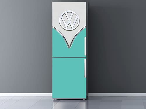 Oedim Vinilo Frigorífico Furgo Hippie Azul Turquesa, vinilo decorativo para neveras, 185x60cm, decoración para cocinas, pegatina nevera