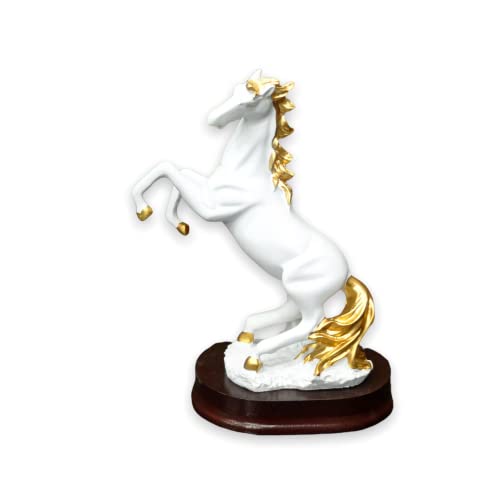 Image of AUGEN Polyresin White Horse Idol Statue Showpiece for Home Decor Decoration and Gifting (1 Piece, 1395A)