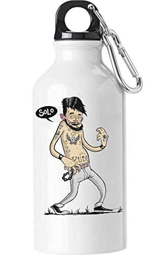 Air Guitarra Solo Músico Arte Turístico Botella de Agua Frasco Blanco, White, 400 ml