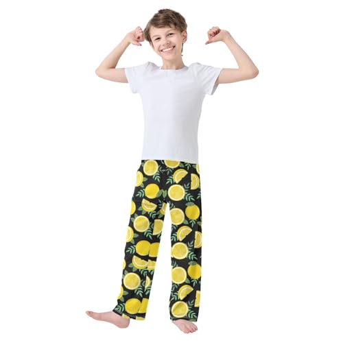 Lemon and Leaf Boys Long Pants Soft Trousers Elastic Waist Kids Lounge Bottoms with Pockets S-XL2