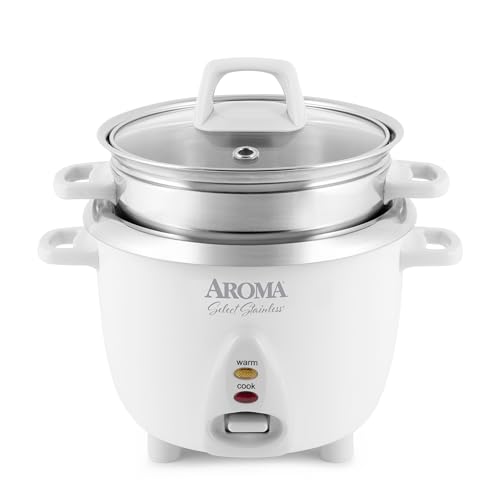 Comparison: Rice And Vegetable Steamer 7 Aroma Housewares 6-Cup (Cooked yield ) / 1.2Qt. Select Stainless Pot-Style Rice Cooker, & Food Steamer, One-Touch Operation, White