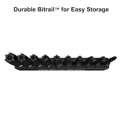 Tamper Proof TORX Bit Set, Railer 10-Piece 6 Point TORX Security Screwdriver Bit Set. S2 Steel Impact Driver 2" Star Bit Set (T8, T9, T10, T15, T20, T25, T27, T30, T40, T45)