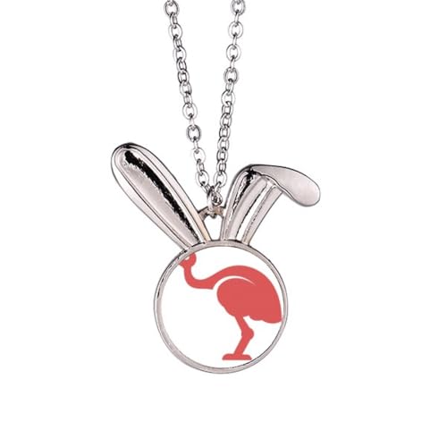 Collier lapin autruche en émail rouge au design rétro et finitions soignées