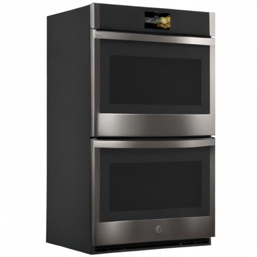 Image of GE Profile 30 in. Smart Double Electric Wall Oven with Convection Cooking in Fingerprint Resistant Black Stainless Steel PTD7000BNTS