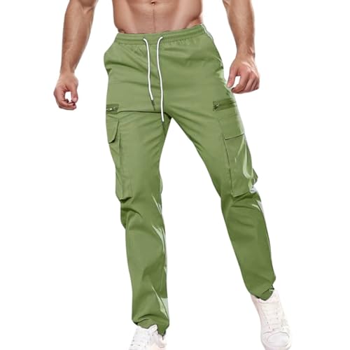Mens Casual Cargo Pants Lightweight Relaxed Fit Elastic Waist Drawstring Hiking Work Joggers Sweatpants with Pockets