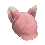 POXZSFX Strickmütze mit Schneehelmüberzug – Niedliche Dekoration, die winterlichen Outdoor Sportarten einen verspielten Charme verleiht und wärmt, Rosa, 55 cm bis 62 cm