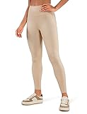 CRZ YOGA Butterluxe Matte Faux Leather Leggings for Women 26.5'' - No Front Seam High Waist Stretch Tights Pleather Pants Tan Milkshake Classic Pattern Large