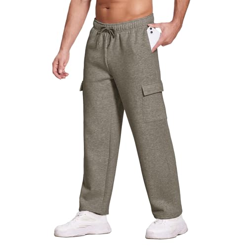 Baggy Sweatpants Men Wide Leg Heavyweight High Waisted Drawstring Cargo Pants Outdoor Athletic Joggers with Pockets4