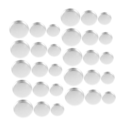 Vaguelly 30 Piezas Bandeja de aluminio para maquillaje DIY hacer recargable caja de almacenamiento de cosméticos caja de almacenamiento de maquillaje bandeja de sombra de ojos Silver