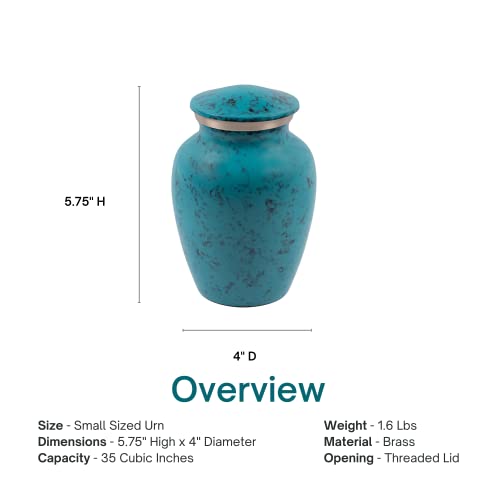 Boulder Blue Cremation Urn For Ashes - Extra Small, Brass, Blue Urn, Child Urn, Extra Small Sized Cremation Urn, 5.75 Inches High #TOP4