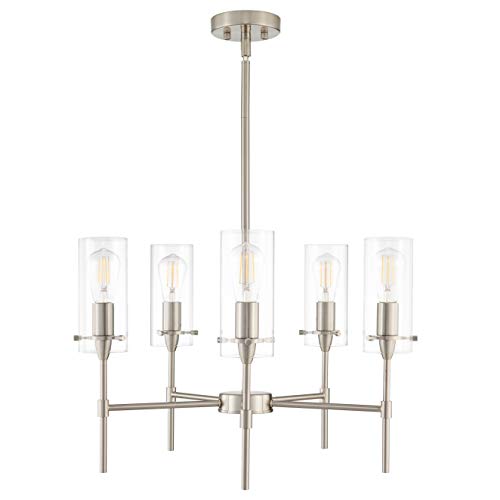 Linea Di Liara Effimero 5-Light Brushed Nickel Chandeliers For Dining Room Farmhouse Dining Room Light Fixture Over Table Modern Kitchen Chandelier Pendant Light Fixtures, Ul Listed #TOP6