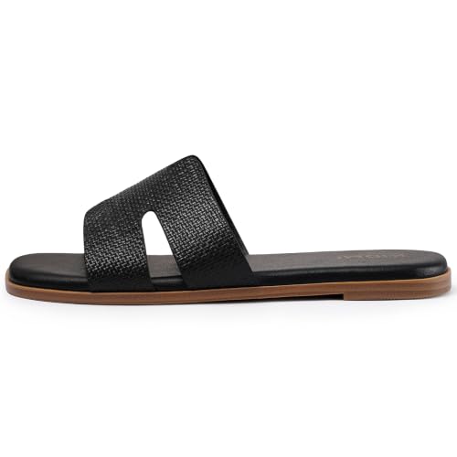 Image of KIDMI Women's Dressy Flat Sandals, Comfortable Slip On Summer Slides, Fashion Open Toe Casual Sandals