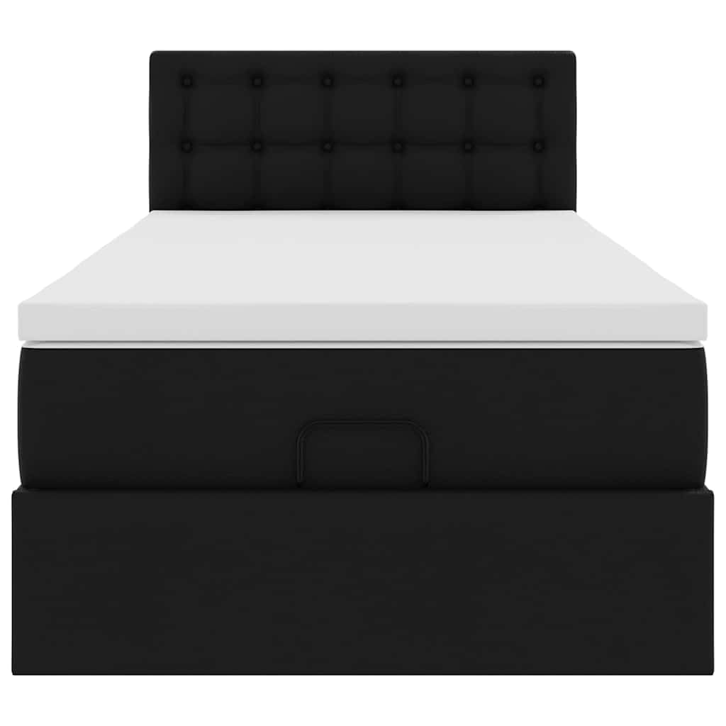 Similpelle Imbottito Contenitore con Sollevamento Idraulico 90x200 cm Nero