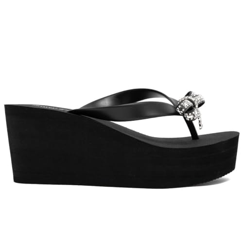 Image of Juicy Couture Women's Wedge Platform Flip Flops, Fashion Beach Sandals with Soft Footbed and Thong Style