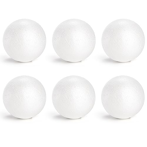 Lyellfe 6 Pack Craft Foam Balls 6 Inch Round Polystyrene Foam Ball for DIY Arts Projects Ornaments School Modeling Drawing