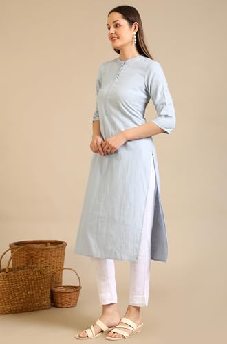 Image of Aurelia Women's Embroidered Cotton Lurex Straight Kurta