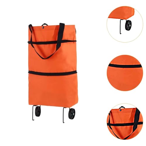 Fiocias Sacola de compras com rodinhas, com rodas, bolsa de armazenamento para viagem, dupla finalid