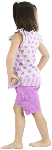 Image of ToBeInStyle Girl's Two Piece Summer Set Cute Tee Top and Matching Shorts Adorable Outfit