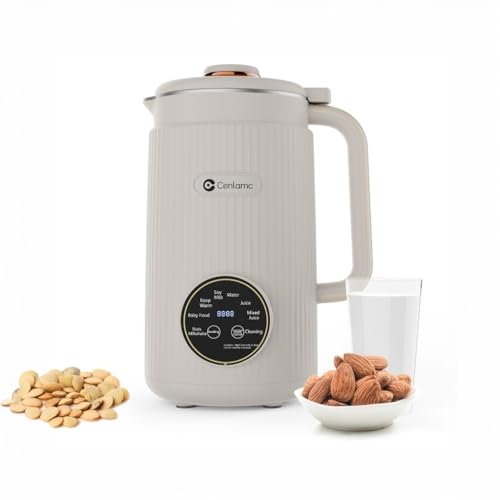 Cenlamc Nut Milk Maker,35oz Automatic Homemade Almond,Soy,Oat, Plant-Based Milk,Juice,with 12 Blades/Self-Cleaning/12H Timer/Boil Water,White -  dj001