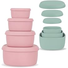 Anatole Silicone Food Storage Containers with Lids 7 Pcs/Set 30oz 20oz 10oz 6.7oz Leak-Proof BPA Free