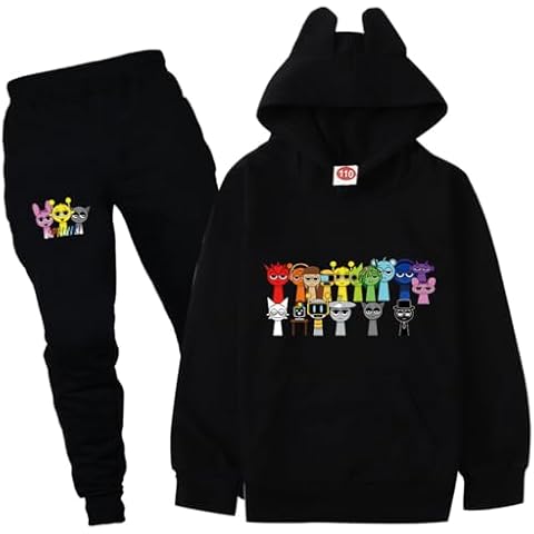 Boys Sprunki Cat's Ear Hoodie Set Cover