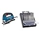 Bosch Professional Stichsäge GST 90 BE (inkl. Innensechskantschlüssel SW 5, 1x Stichsägeblatt) + 10x PRO Hardwood and Laminate Stichsägeblatt-Set (für Hartholz, Parkett, Länge 83 mm, Zubehör)