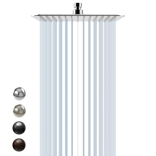 Image of SR SUN RISE Luxury 10 Inch Large Square Stainless Steel Shower Head High Pressure Rainfall Showerhead Ultra Thin Water Saving Polished Chrome