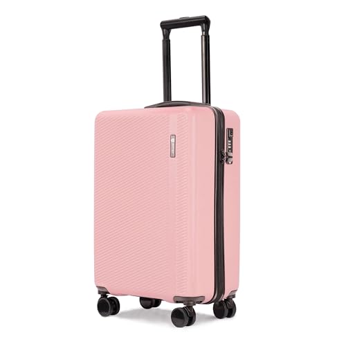 GinzaTravel Hartschalen Koffer Trolley Klein ABS Material Reisekoffer 4 Rollen Leicht Handgepäck Koffers mit TSA Schloss für Reisen (Rosa Extra Handgepäck Koffer)