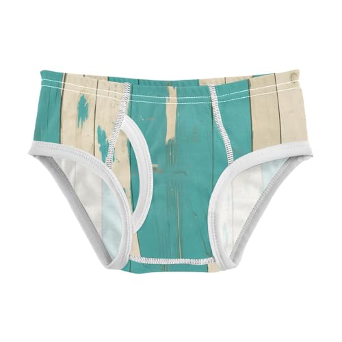 KLL Teal Turquoise Green Painted Wood Toddler Boy Pure Cotton Briefs Underwear Cute Children Undies