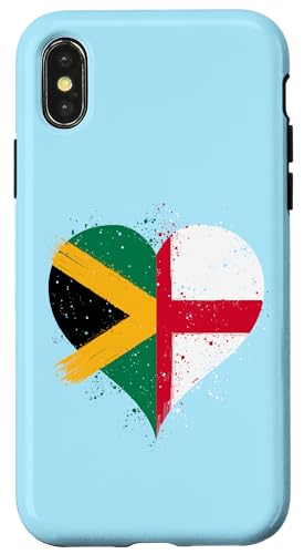 �������W���}�C�J�̍����A�������C�M���X�̍��� Half Jamaican Half English Flag �X�}�z�P�[�X iPhone X/XS �p