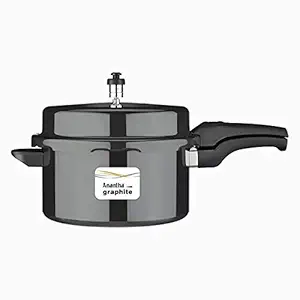 ANANTHA Graphite Hard Anodized Non-Induction Base Outer Lid Aluminium Pressure Cooker, 3 Litres (Black)