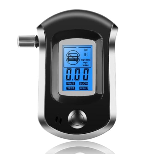 Professional Alcohol Tester Breath Analyzer + 5 Mouthpieces | High-Precision Digital Portable Breathalyzer with Beep Alert & LCD Display | Police Accurate Detector Alcohol Testing Machine